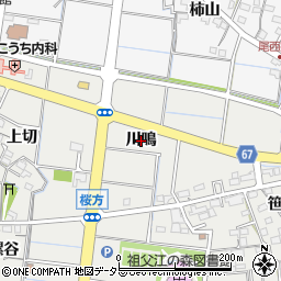 愛知県稲沢市祖父江町桜方（川鳴）周辺の地図