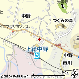 千葉県夷隅郡大多喜町中野286周辺の地図