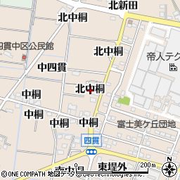 愛知県稲沢市祖父江町四貫北中桐周辺の地図