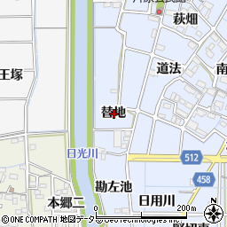 愛知県稲沢市片原一色町替地周辺の地図