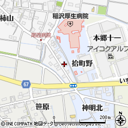 愛知県稲沢市祖父江町山崎（柿山）周辺の地図