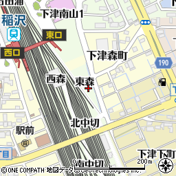愛知県稲沢市下津町東森周辺の地図