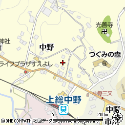 千葉県夷隅郡大多喜町中野290周辺の地図