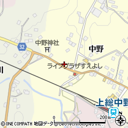 千葉県夷隅郡大多喜町中野306周辺の地図