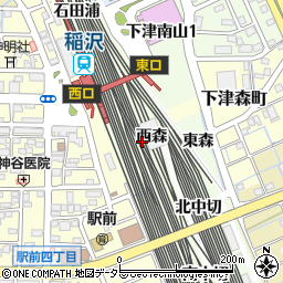 愛知県稲沢市下津町西森周辺の地図