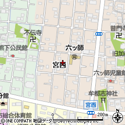 愛知県北名古屋市六ツ師宮西周辺の地図