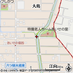愛知県北名古屋市六ツ師曲松周辺の地図