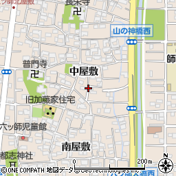 愛知県北名古屋市六ツ師（中屋敷）周辺の地図