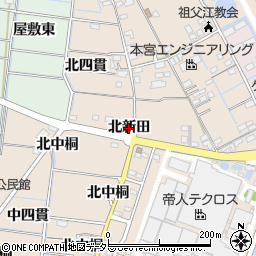 愛知県稲沢市祖父江町四貫（北新田）周辺の地図