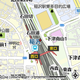愛知県稲沢市下津町東石田周辺の地図