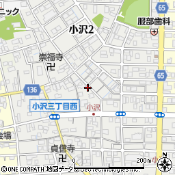 愛知県稲沢市小沢周辺の地図