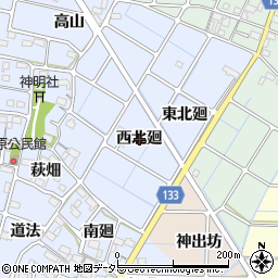 愛知県稲沢市片原一色町西北廻周辺の地図
