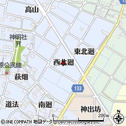 愛知県稲沢市片原一色町（西北廻）周辺の地図