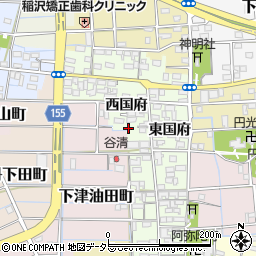 愛知県稲沢市下津町西国府周辺の地図