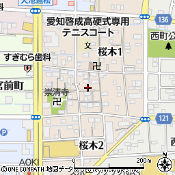 愛知県稲沢市桜木周辺の地図