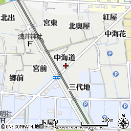 愛知県稲沢市浅井町中海道周辺の地図