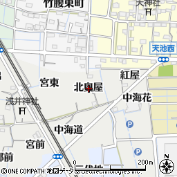 愛知県稲沢市浅井町北奥屋周辺の地図