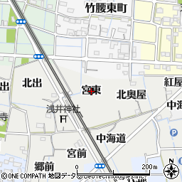 愛知県稲沢市浅井町宮東周辺の地図