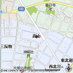 愛知県稲沢市片原一色町高山周辺の地図