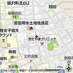 愛知県稲沢市稲沢町北山周辺の地図