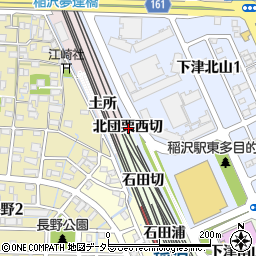 愛知県稲沢市下津町北団栗西切周辺の地図