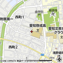 愛知啓成高等学校周辺の地図