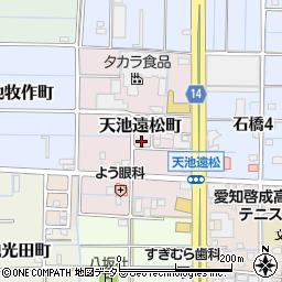 愛知県稲沢市天池町（遠松）周辺の地図