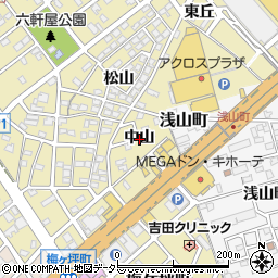 愛知県春日井市六軒屋町中山周辺の地図