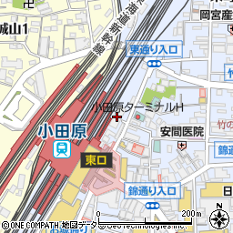 小田原駅東口自転車駐車場周辺の地図