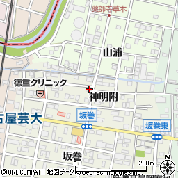愛知県北名古屋市鹿田神明附周辺の地図