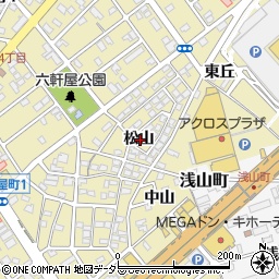 愛知県春日井市六軒屋町松山周辺の地図