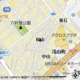 愛知県春日井市六軒屋町（松山）周辺の地図