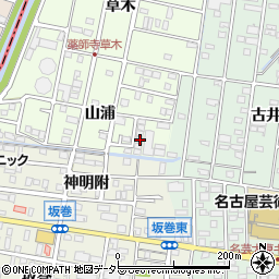 愛知県北名古屋市薬師寺山浦53周辺の地図