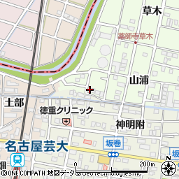 愛知県北名古屋市薬師寺山浦82周辺の地図