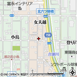 愛知県北名古屋市六ツ師（女夫越）周辺の地図