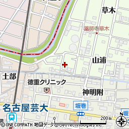 愛知県北名古屋市薬師寺山浦83周辺の地図