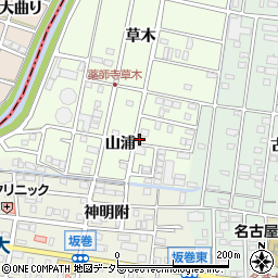愛知県北名古屋市薬師寺山浦52周辺の地図