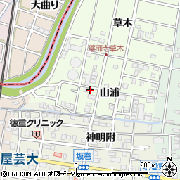 愛知県北名古屋市薬師寺山浦66周辺の地図