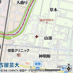 愛知県北名古屋市薬師寺山浦76周辺の地図