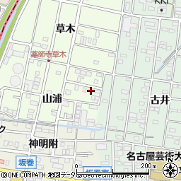 愛知県北名古屋市薬師寺山浦44周辺の地図
