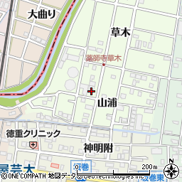 愛知県北名古屋市薬師寺山浦7周辺の地図