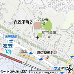 神奈川中央ヤクルト販売衣笠センター周辺の地図