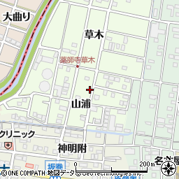 愛知県北名古屋市薬師寺山浦25周辺の地図