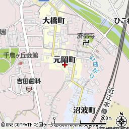 滋賀県彦根市元岡町周辺の地図