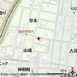 愛知県北名古屋市薬師寺山浦31周辺の地図