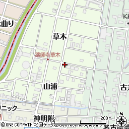 愛知県北名古屋市薬師寺山浦29周辺の地図