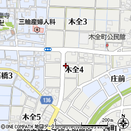 愛知県稲沢市木全4丁目周辺の地図