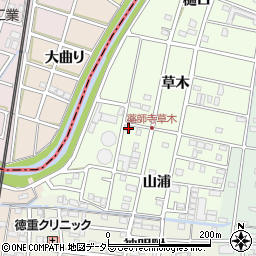 愛知県北名古屋市薬師寺山浦2周辺の地図