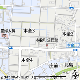愛知県稲沢市木全周辺の地図