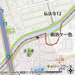 愛知県北名古屋市宇福寺川添周辺の地図